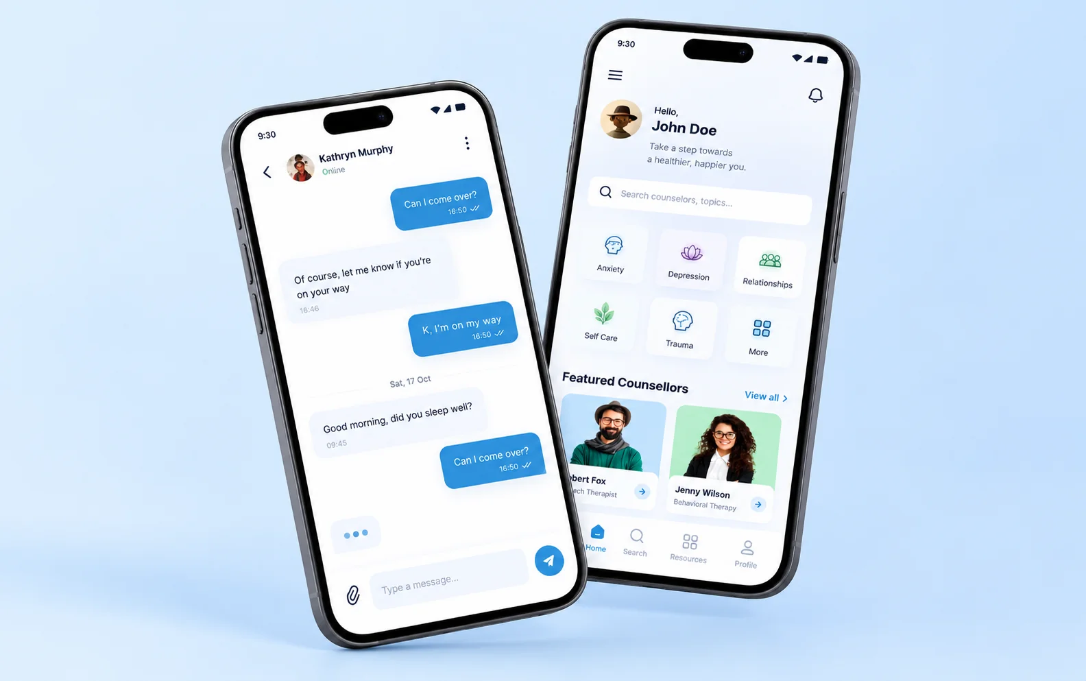 F4C chat screens on two phones