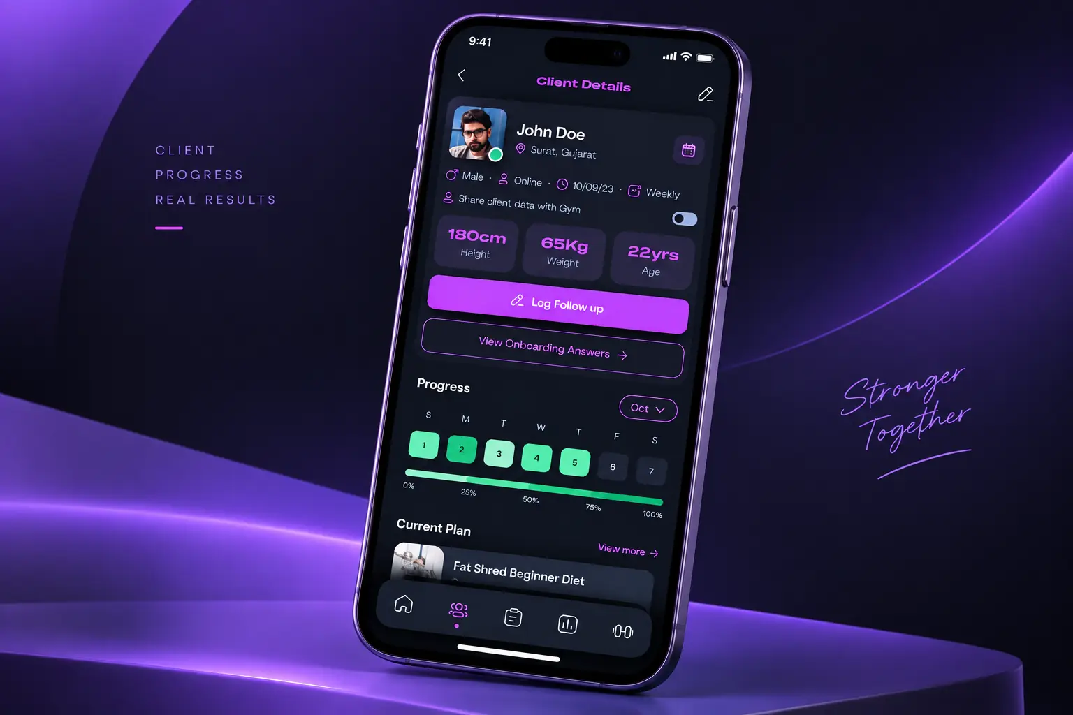 NextRep: client details and progress screen